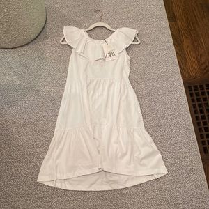 Zara white ruffle dress 13-14